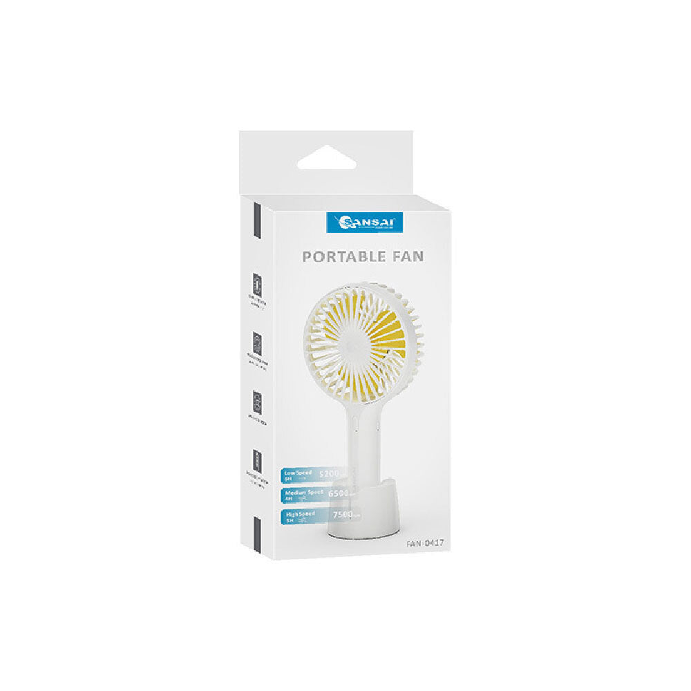 Sansai Portable USB Rechargeable 5V Travel Desk/Table Fan 22x10cm White