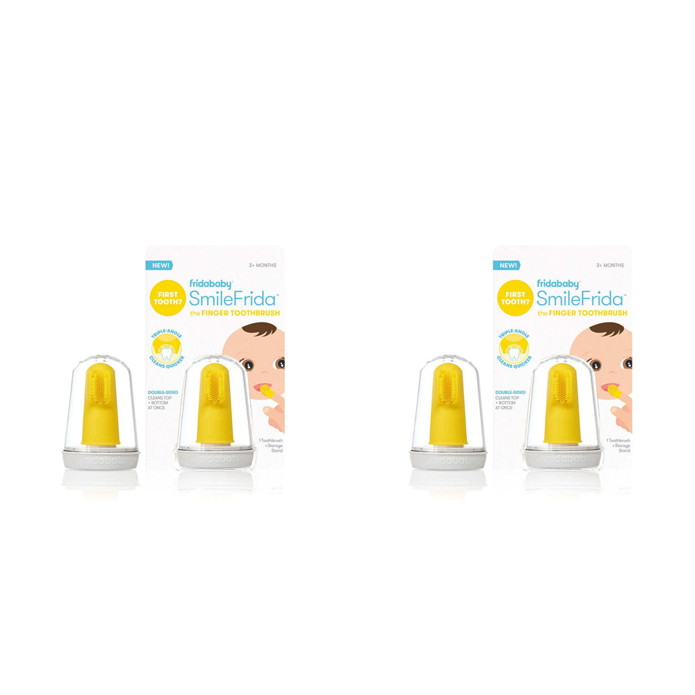 Frida Baby/Infant Toddler Grooming Mouth Fingerbrush/Toothbrush Yellow 3m+ (2 Pack)
