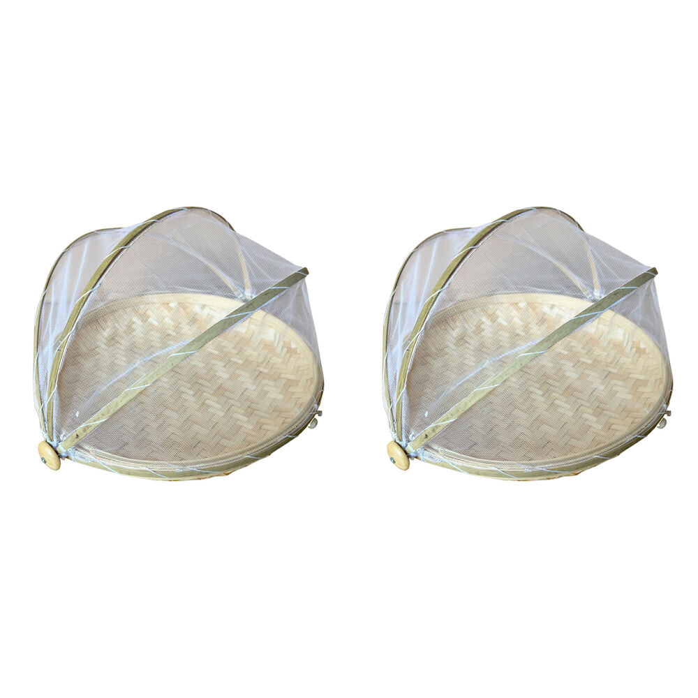 NF Living Mesh & Bamboo Cover 35x18cm Food Tabletop Supplies Collapsible (2 Pack)