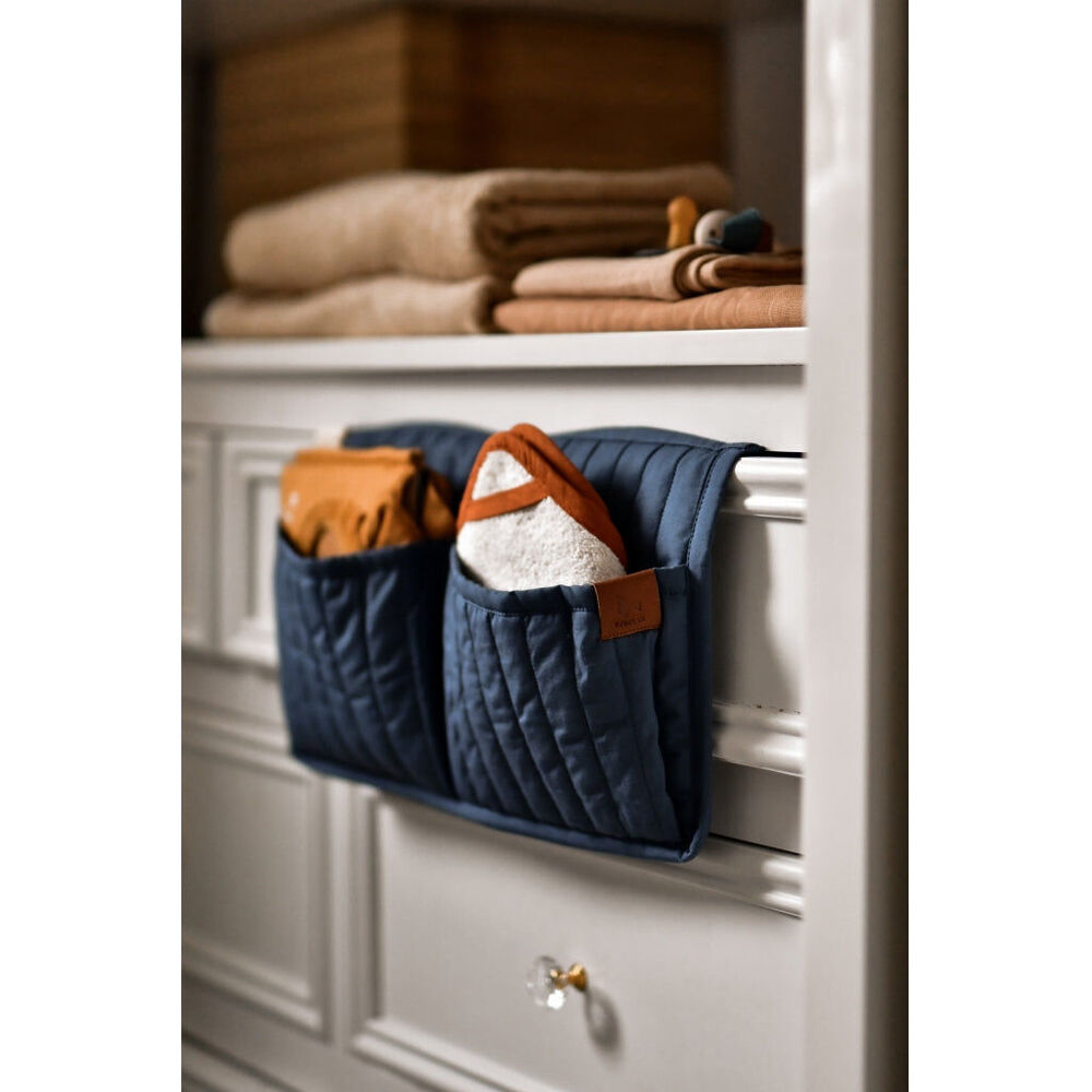 Fabelab Small Vintage Blue 100% Cotton Quilted Crib or Wall Pocket Storage — image 3