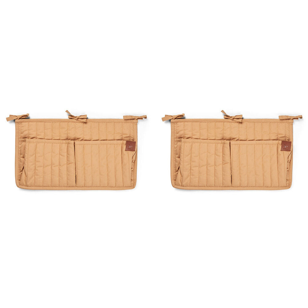 Fabelab 100% Cotton Quilted Crib or Wall Pocket Storage Small Caramel (2 Pack)