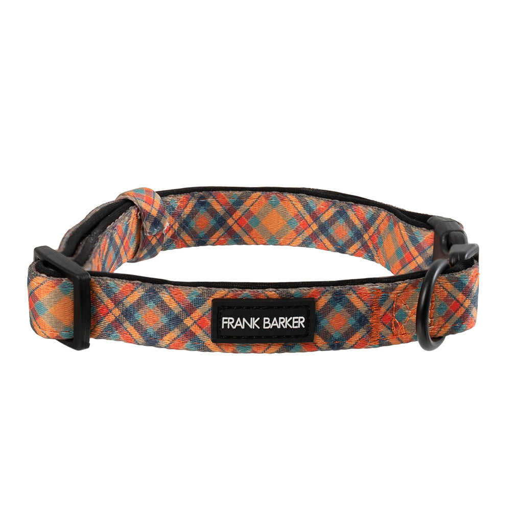 Frank Barker Adjustable 40-65cm Plaid Dog Collar Neck Strap w/ Clasp L Orange — image 3