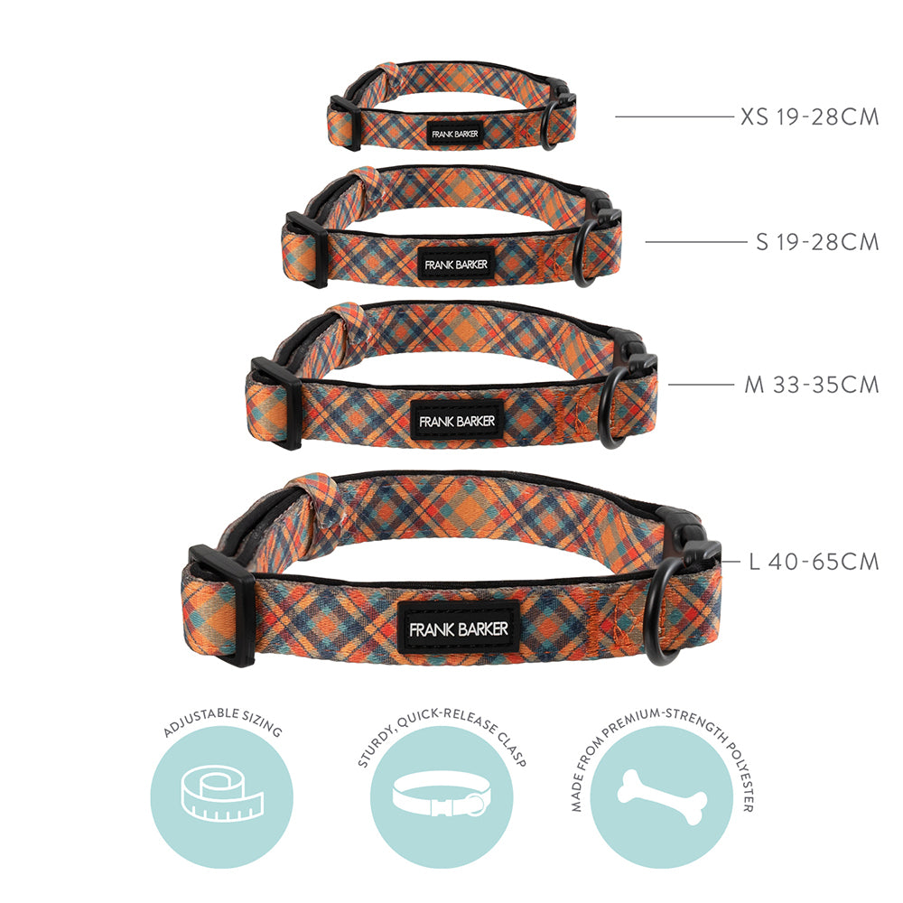 Frank Barker Adjustable 40-65cm Plaid Dog Collar Neck Strap w/ Clasp L Orange — image 4