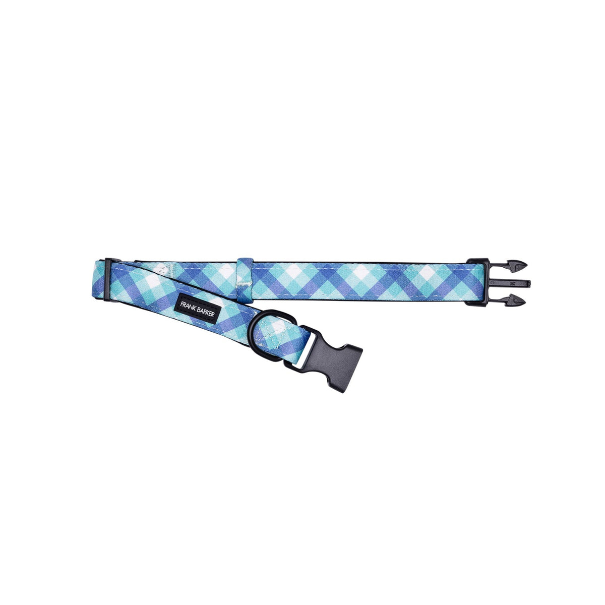 Splosh Frank Barker S Teal Gingham Dog Collar Adjustable Neck Strap 25-40cm — image 2