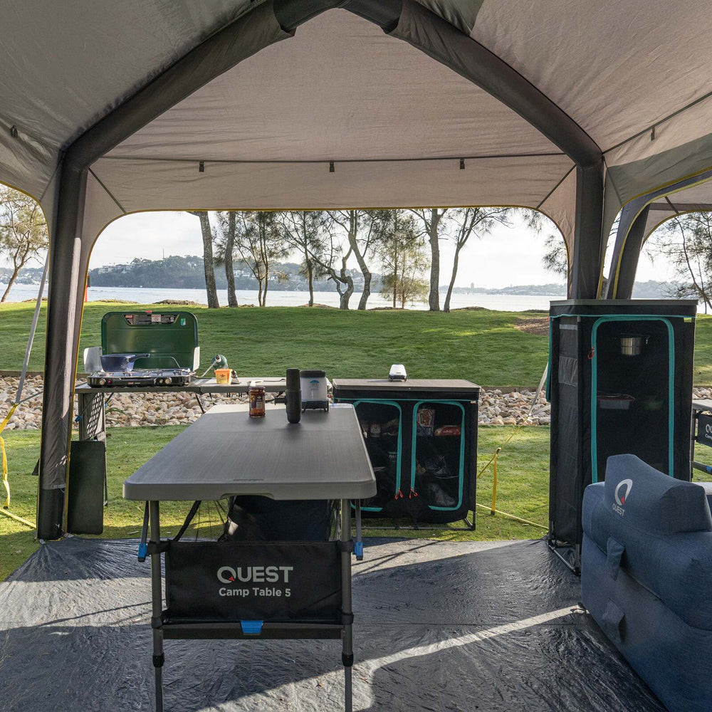 Quest Outdoors Camp Table 5 w/ Storage Organiser Camping Furniture 153x65cm — image 5