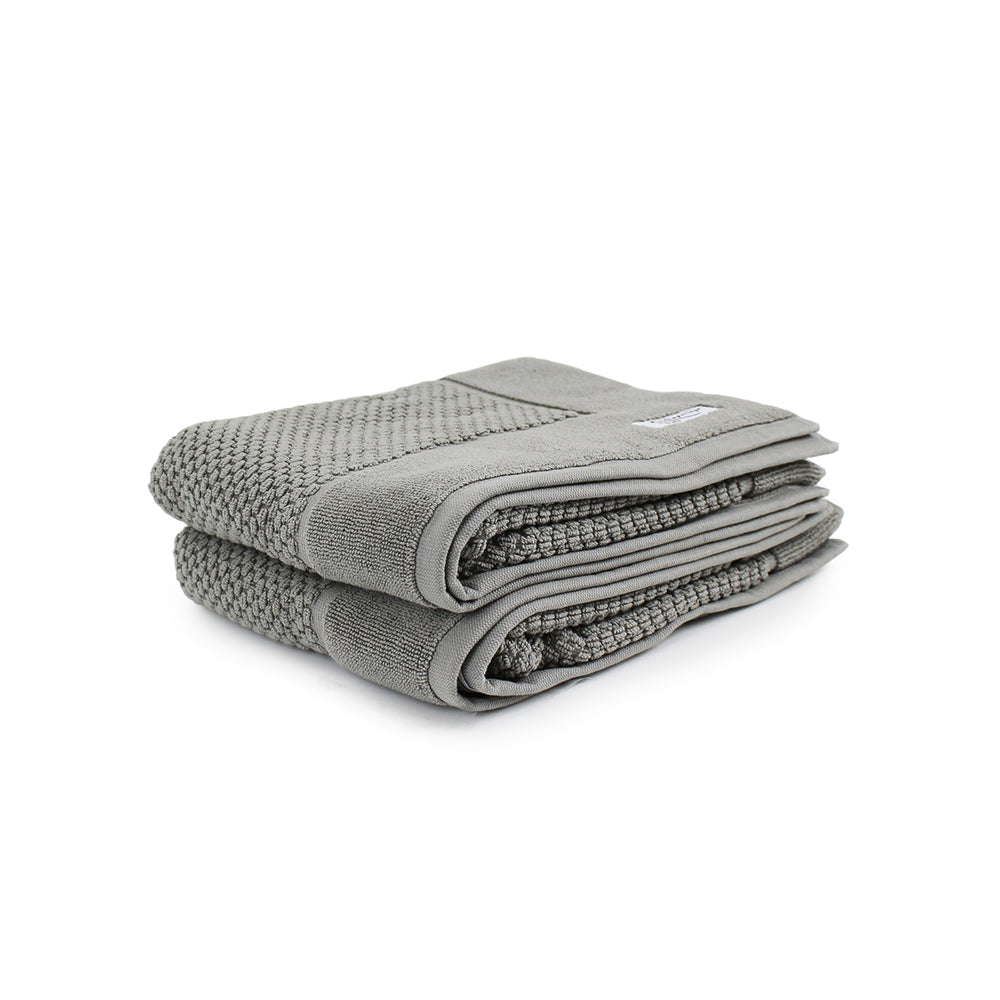 Onkaparinga 60x90cm Cotton Avalon Premium Bath Mats Set 850GSM Warm Silver (2 Pieces)