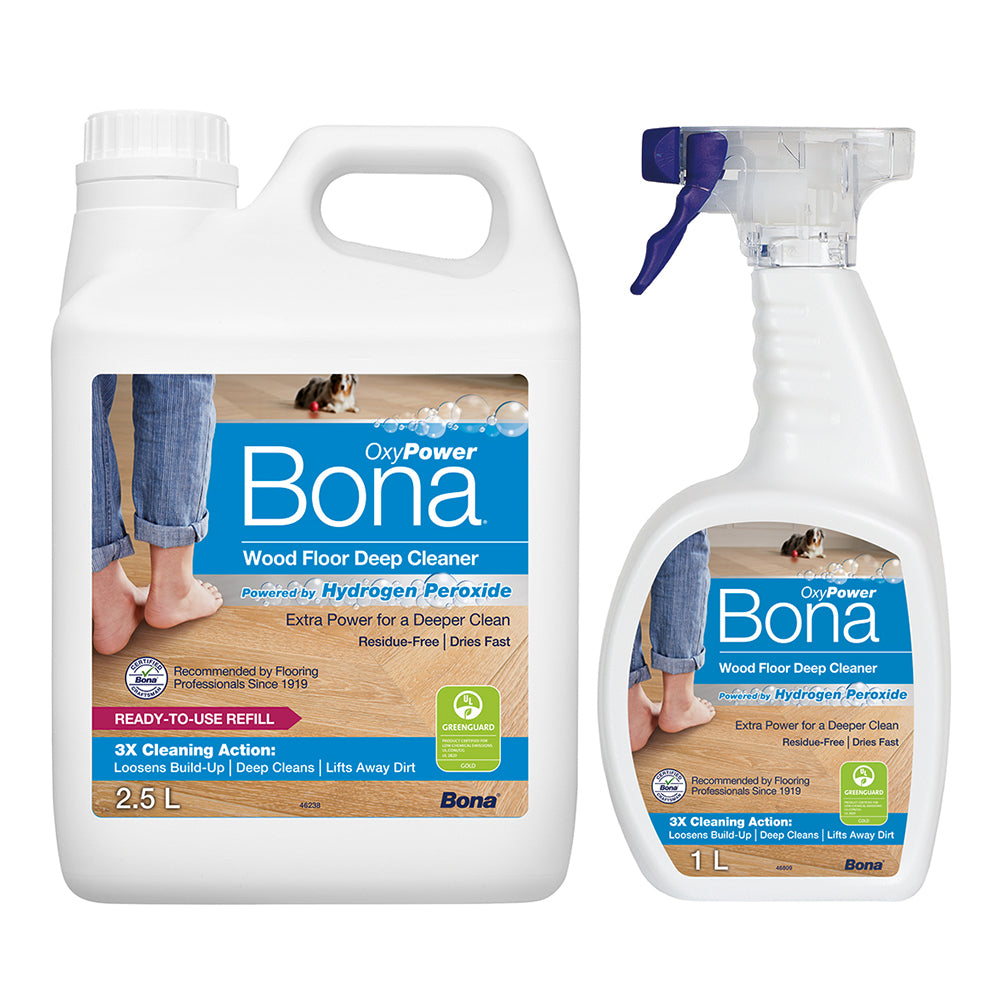 Bona 1L & 2.5L Wood Floor Deep Cleaner Mop Refill & Spray w/Hydrogen Peroxide