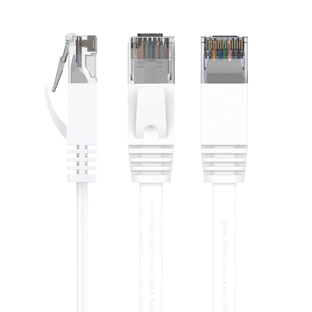 Cruxtec 5m White CAT6 UTP Gold Plated RJ45 Flat Ethernet Cable — image 3