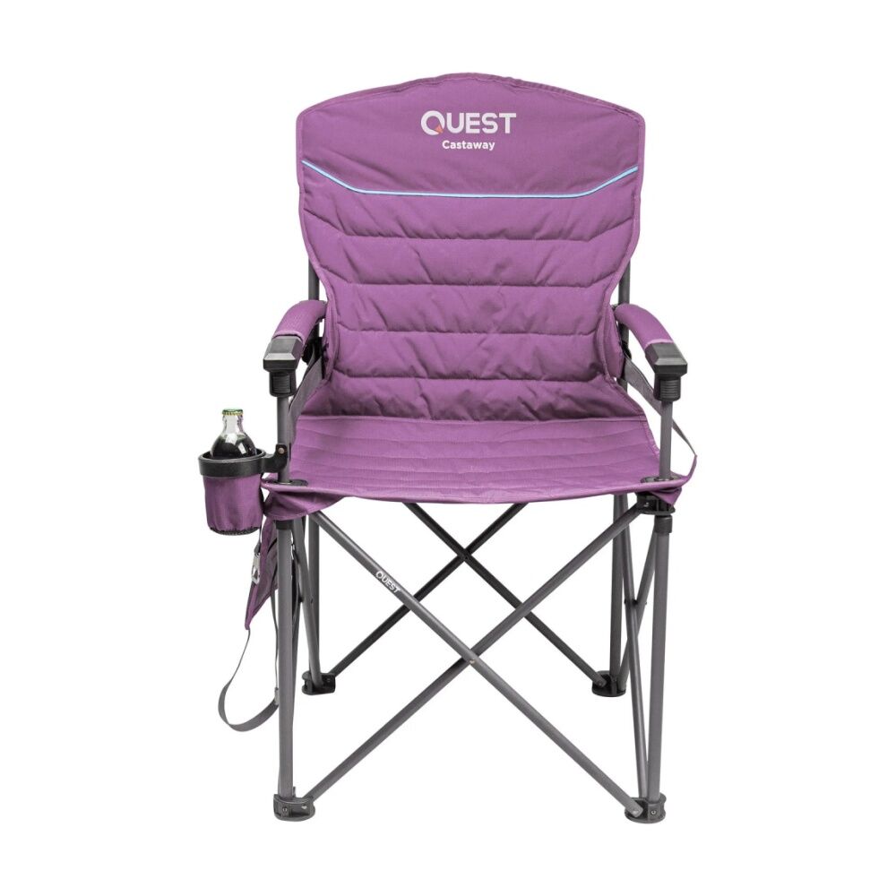Quest Outdoors 200kg Max Purple Castaway Hard Arm Camping Chair Padded Arms — image 2