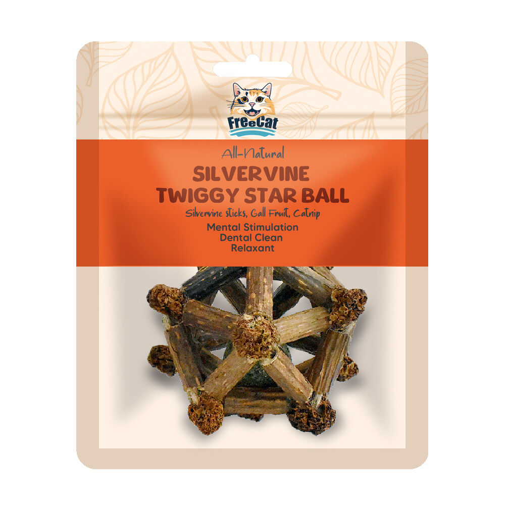 Freecat All Natural Silvervine Twiggy Star Ball Pet Cat Dental Care