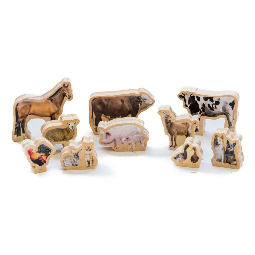 Freckled Frog My Farm Animals Kids Wooden Toy Fun Educational Play 12m+ (10 Pieces)