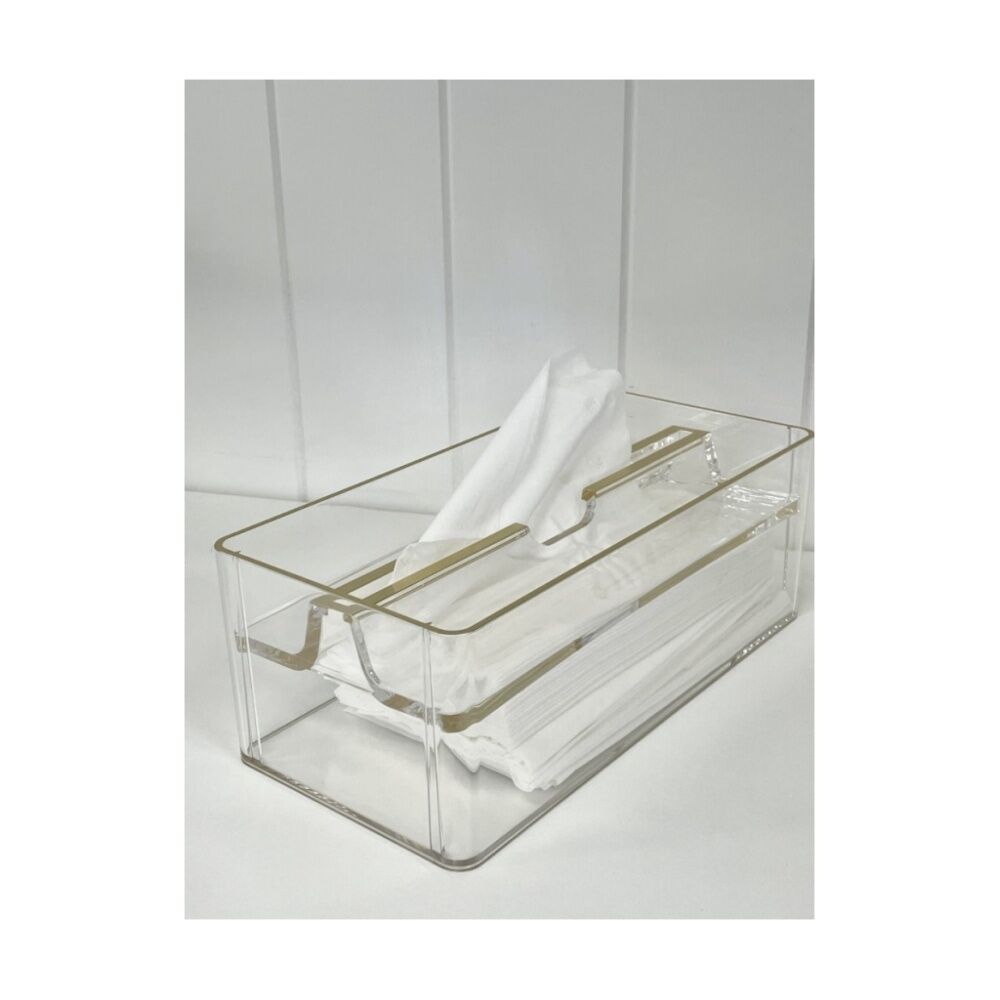 SS Collective Acrylic Tissue Box With Gold Trim Home Decor Clear (2 Pack) — image 3