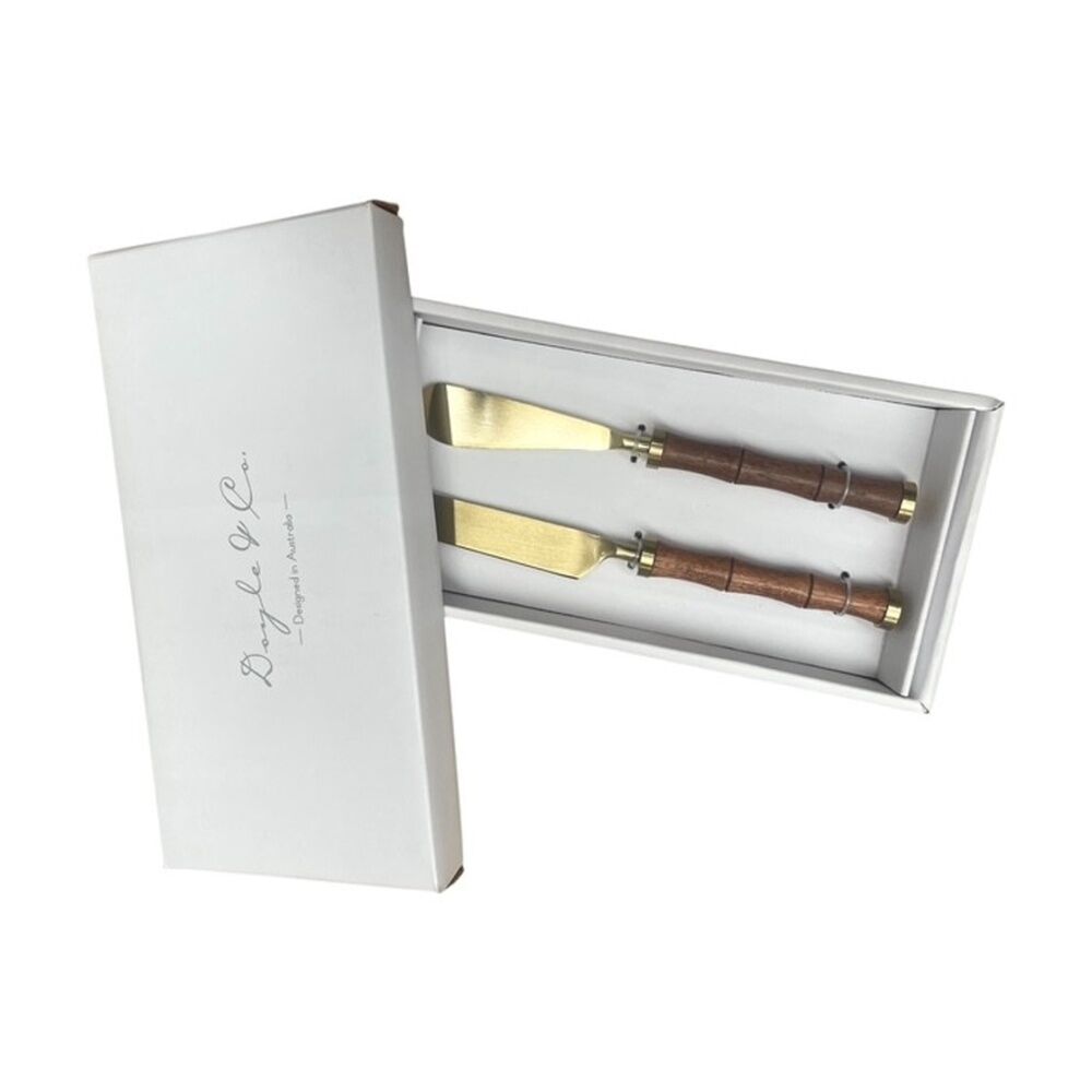 SS Collective Cheese/Platter Knives Set With Bamboo Handle Gold (2 Pieces) — image 2