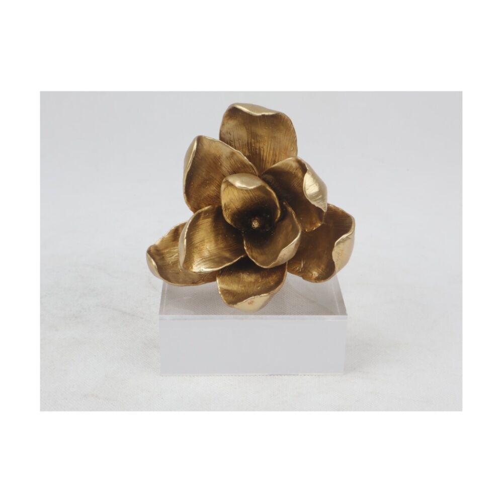 SS Collective Gold Magnolia Floral Resin w/ Acrylic Base Decorative Piece — image 2