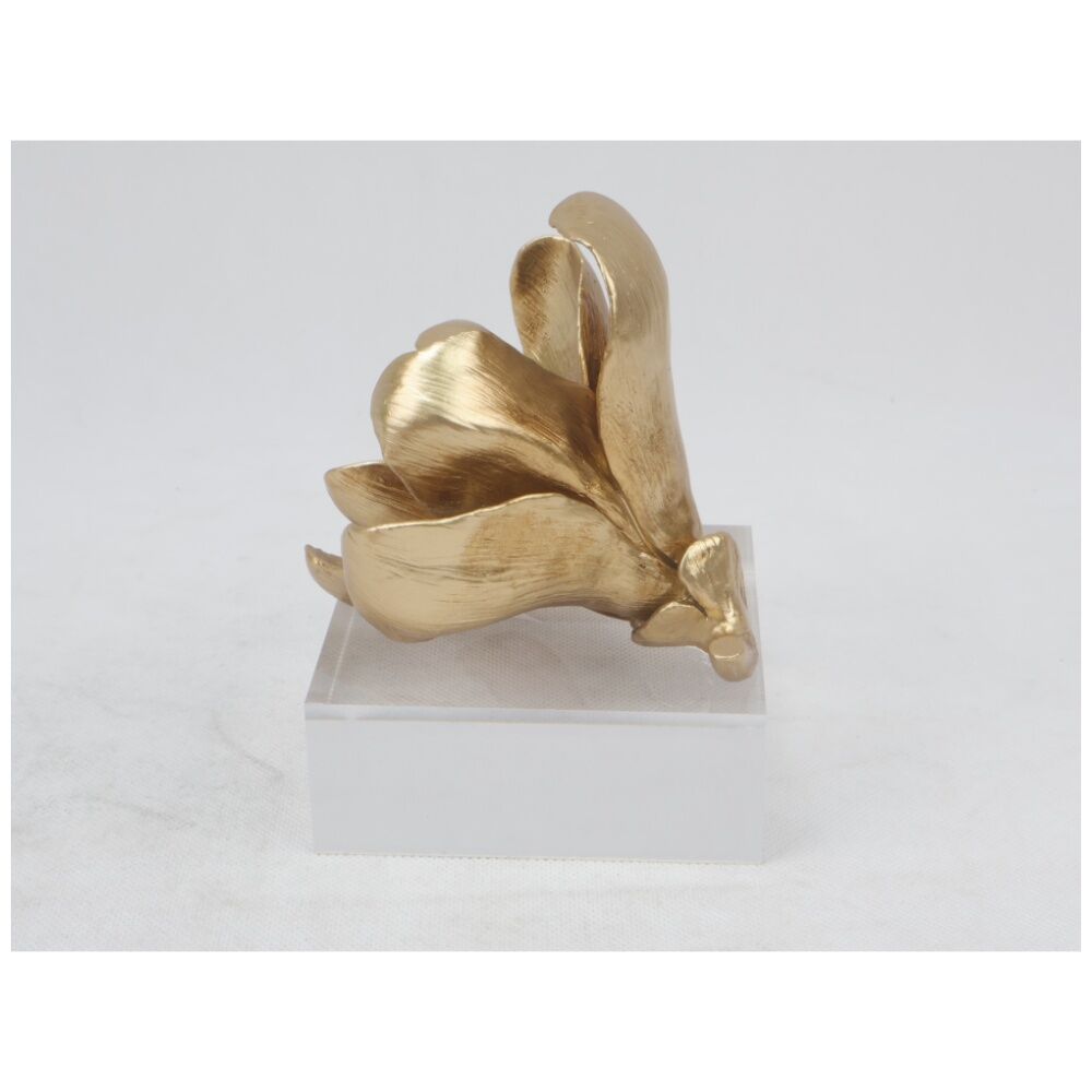 SS Collective Gold Magnolia Floral Resin w/ Acrylic Base Decorative Piece — image 4
