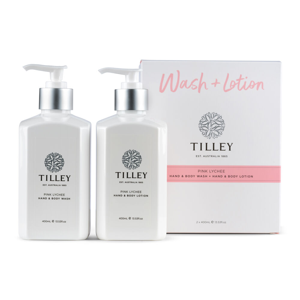 Tilley Classic White Pink Lychee Wash & Lotion Twin Pack Hand Body 2x400ml (2 Pieces)