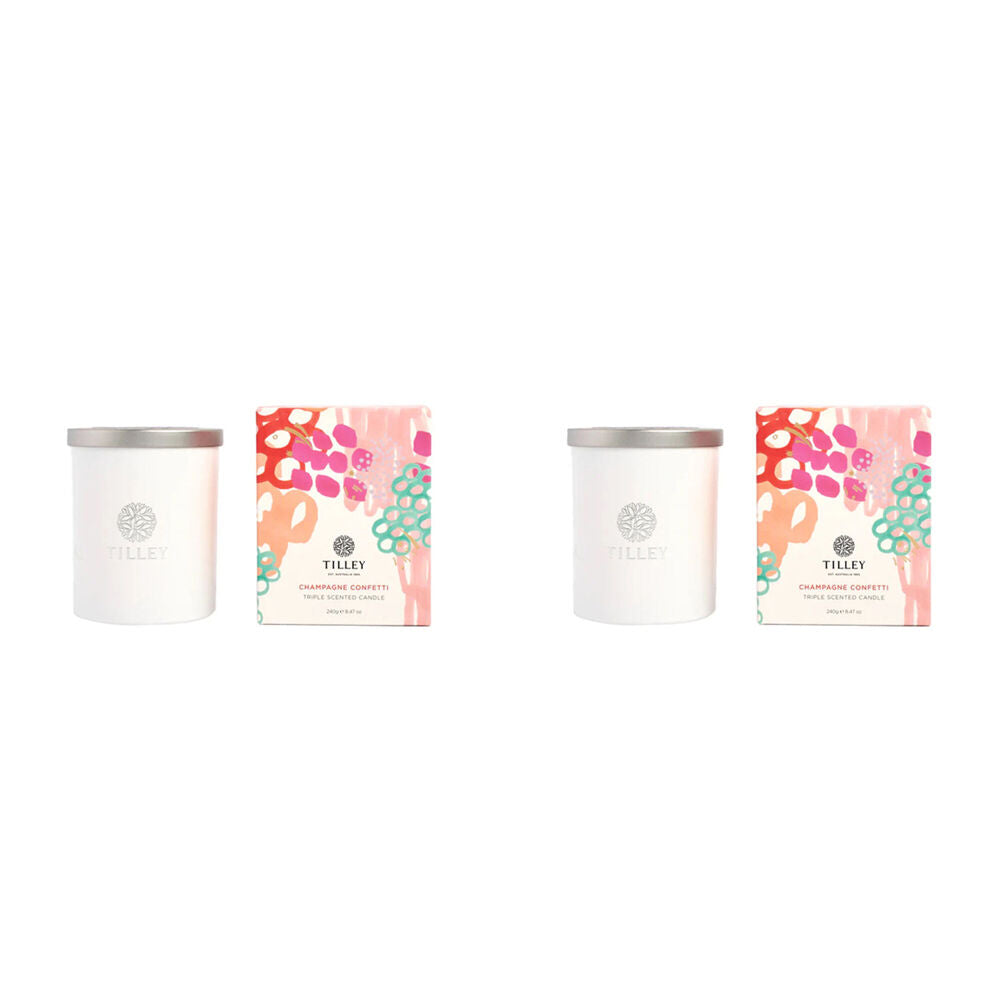 Tilley Classic White Festive Candle Champagne Confetti Limited Edition 240g (2 Pack)
