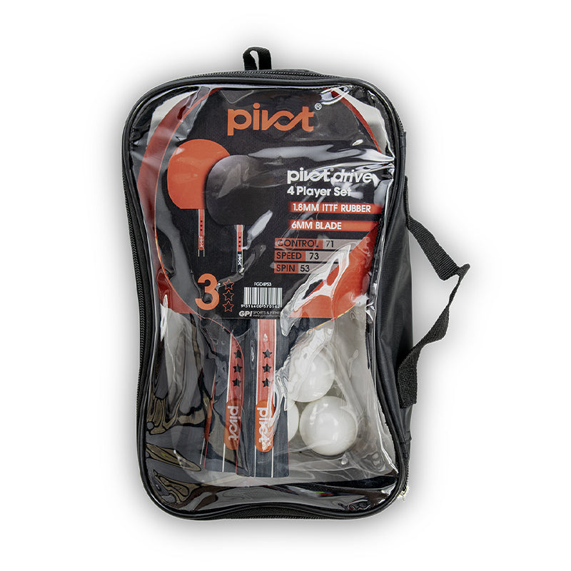 Pivot Drive 3 Star 4 Player Table Tennis/Pin Pong Set w/4 Racquet Bats/3 Balls — image 2