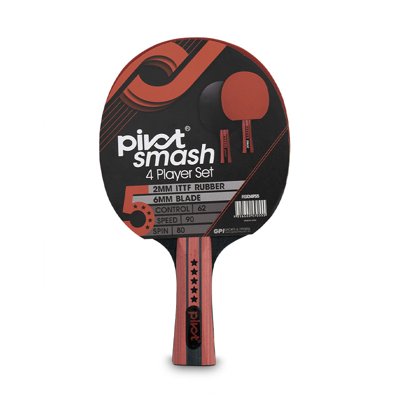 Pivot Smash 5 Star 4 Player Table Tennis/Pin Pong Set w/4 Racquet Bats/3 Balls — image 3