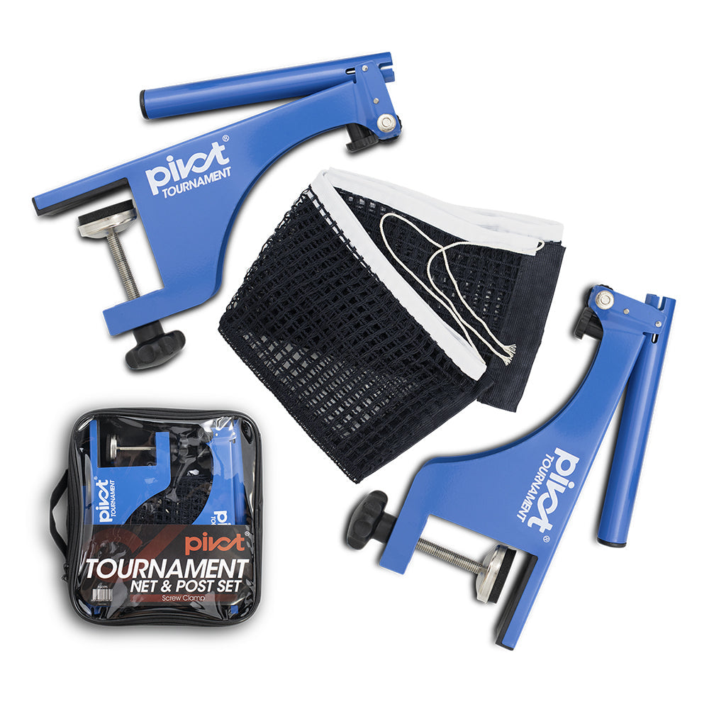 Pivot Tournament Sports Table Tennis/Pin Pong Table Net & Post Set Screw Clamp