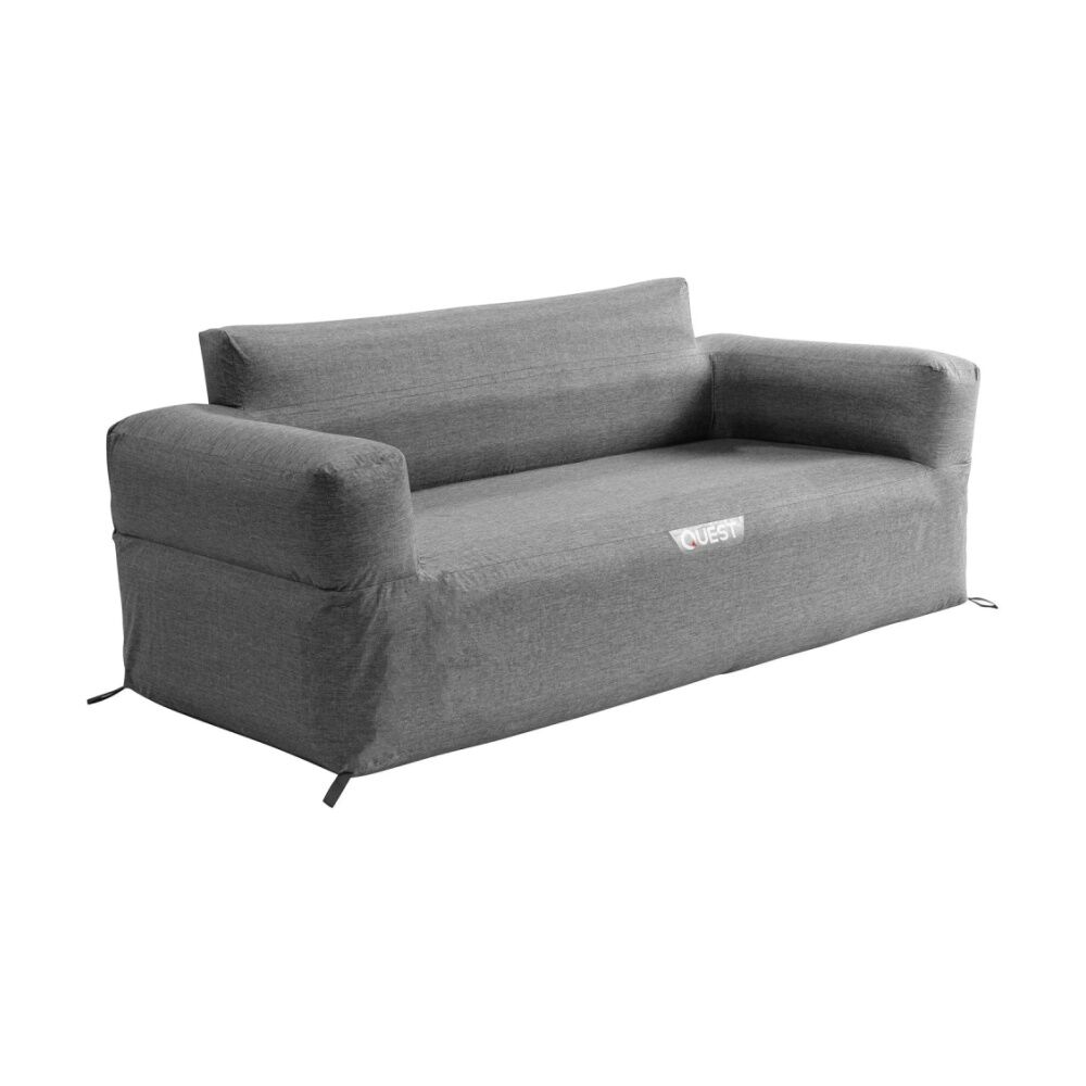 Quest Outdoors Charcoal Air Sofa 3 Seater Inflatable Camping Chair w/Carry Bag