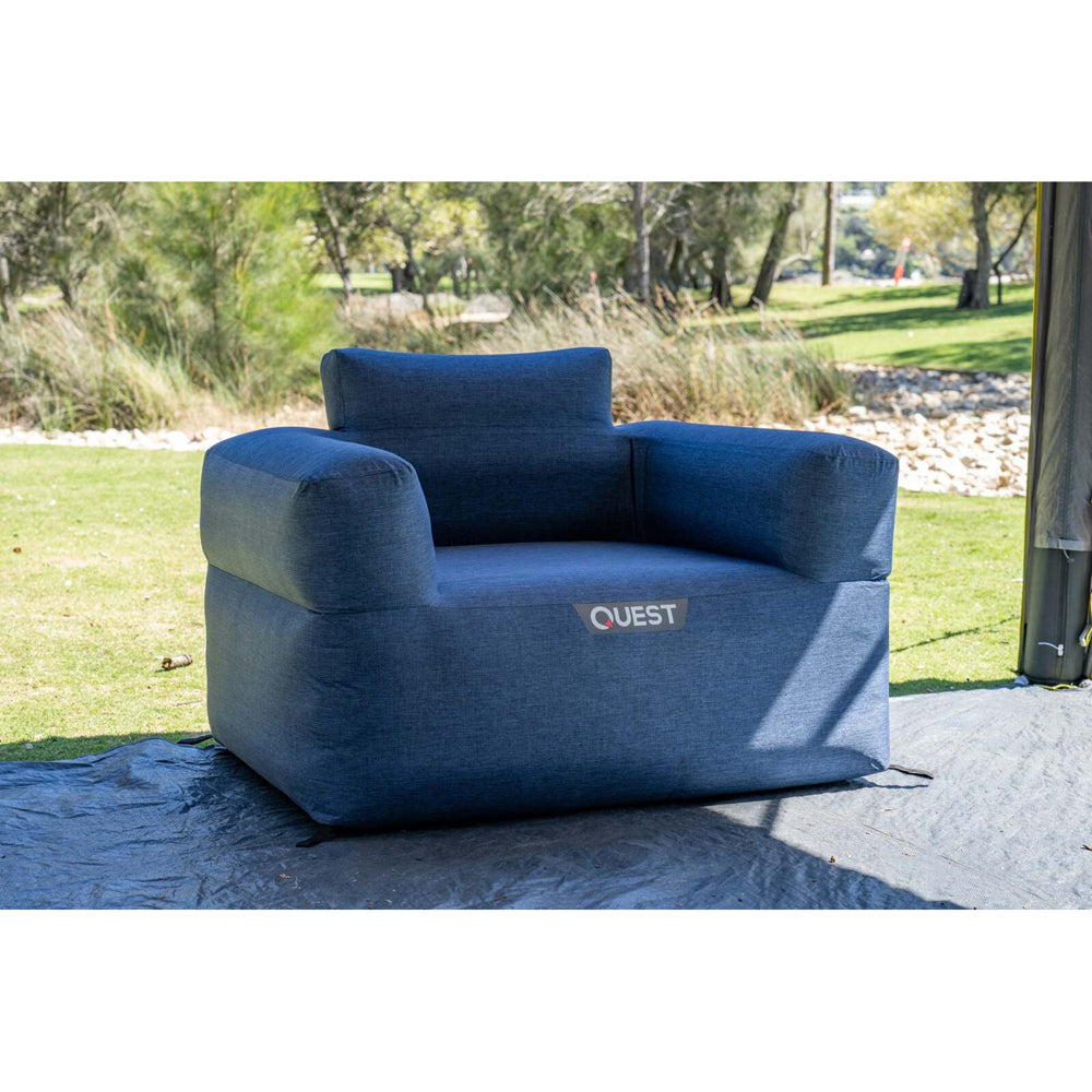 Quest Outdoors 100x80cm Air Inflatable Sofa 1 Camping/Picnic Furniture Blue — image 3