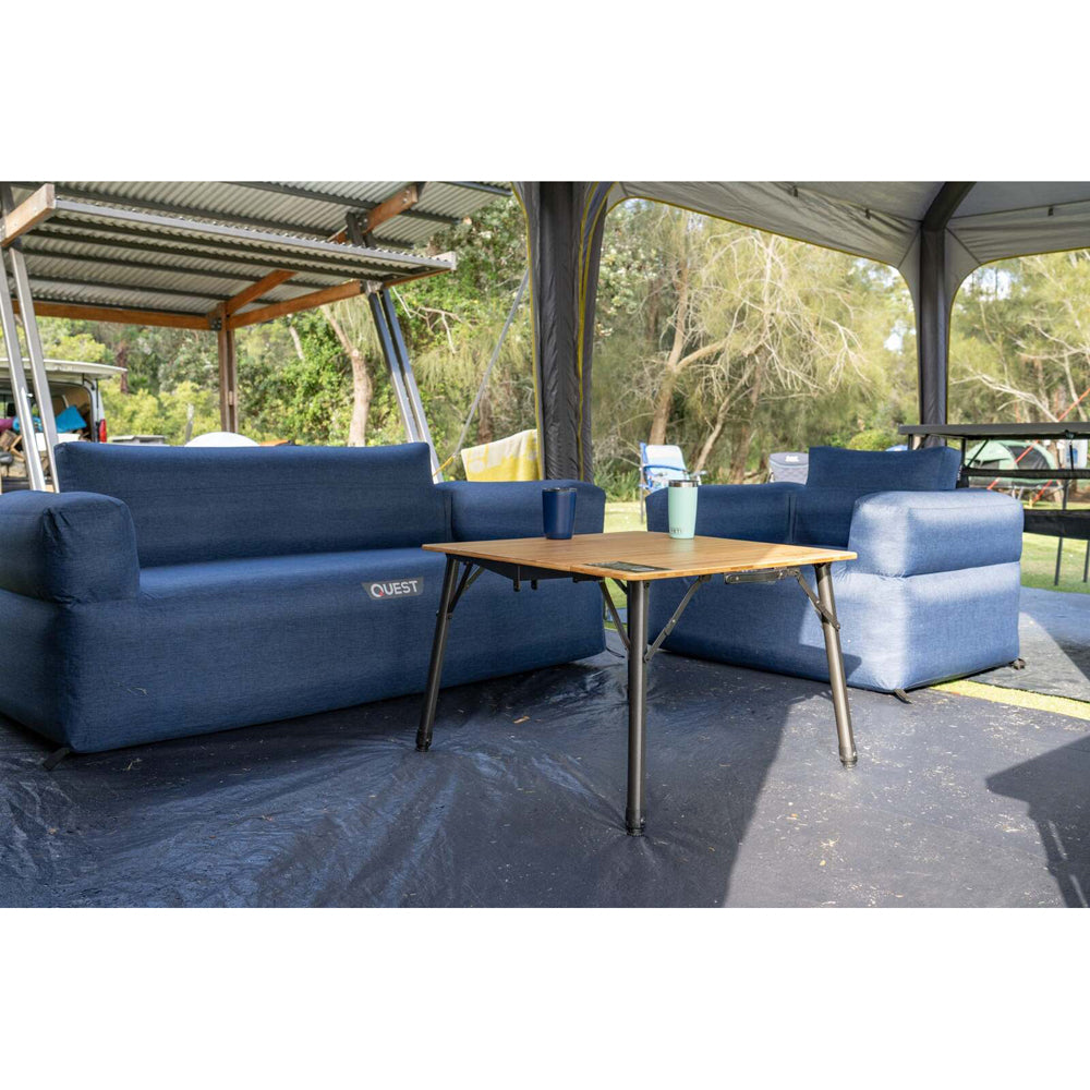 Quest Outdoors 175x80cm Air Inflatable Sofa 3 Camping/Picnic Furniture Blue — image 2