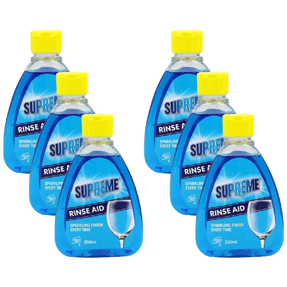 Supreme Rinse Aid Dishwashing Liquid Booster Cleaner Dishwasher Wash 250ml (6 Pack)