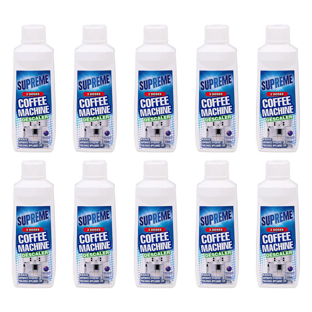 Supreme 2-Doses Coffee Machine Liquid Descaler Cleaning Solution 250ml (10 Pack)