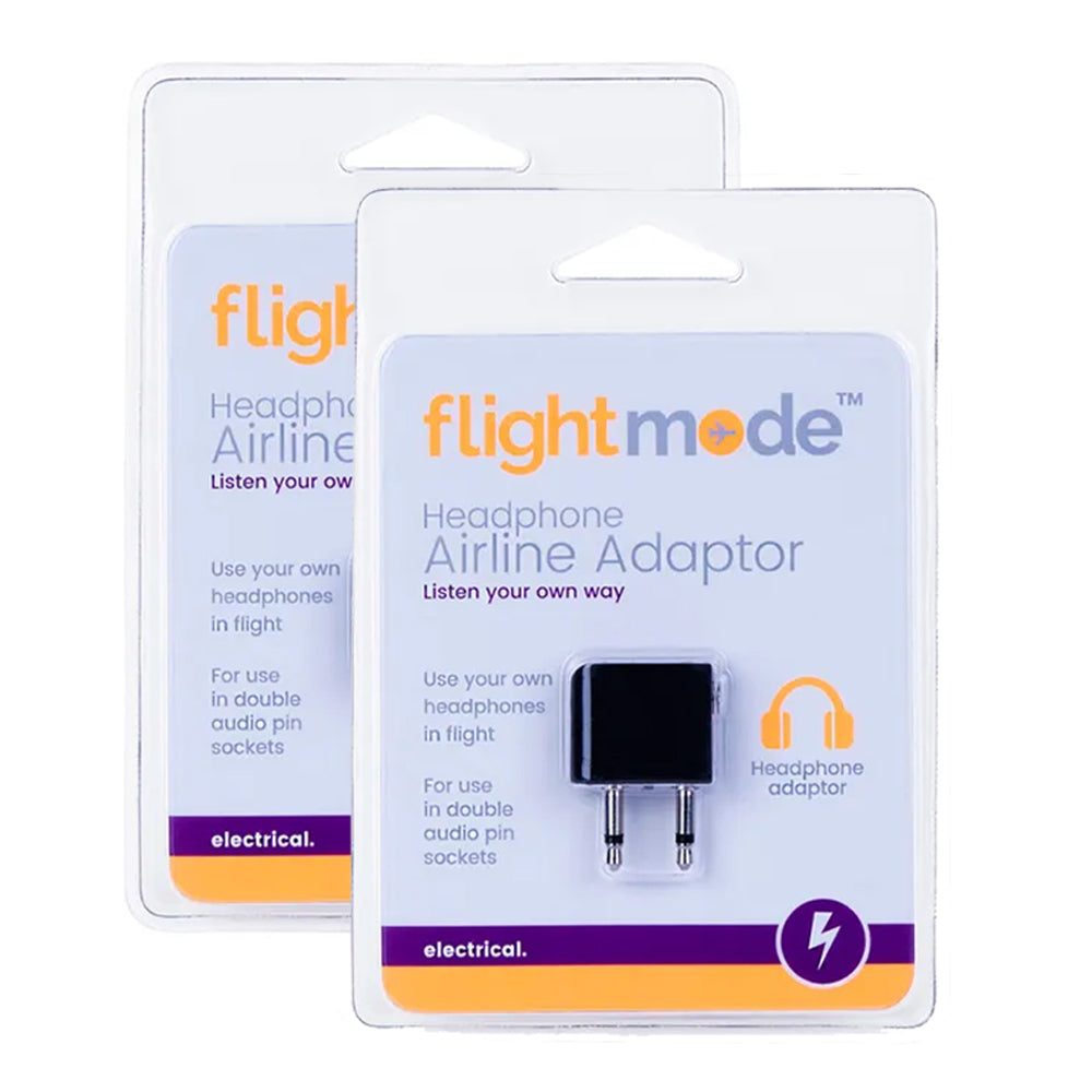 Flightmode Airplane Stereo Socket Audio Adapter For 3.5mm Headphone/Headset B (2 Pack)