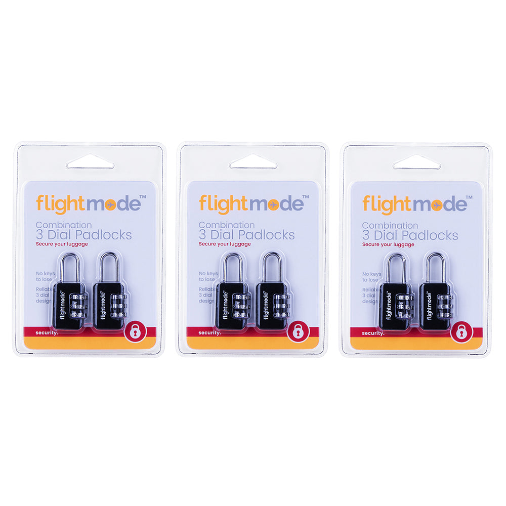 Flightmode 10mm Combination Padlock/Suitcase Travel Luggage Security Lock (6 Pack)