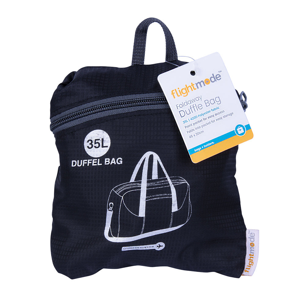 Flightmode Black Outdoor Sports Duffel Bag Foldable 35L 420d Polyester Fabric