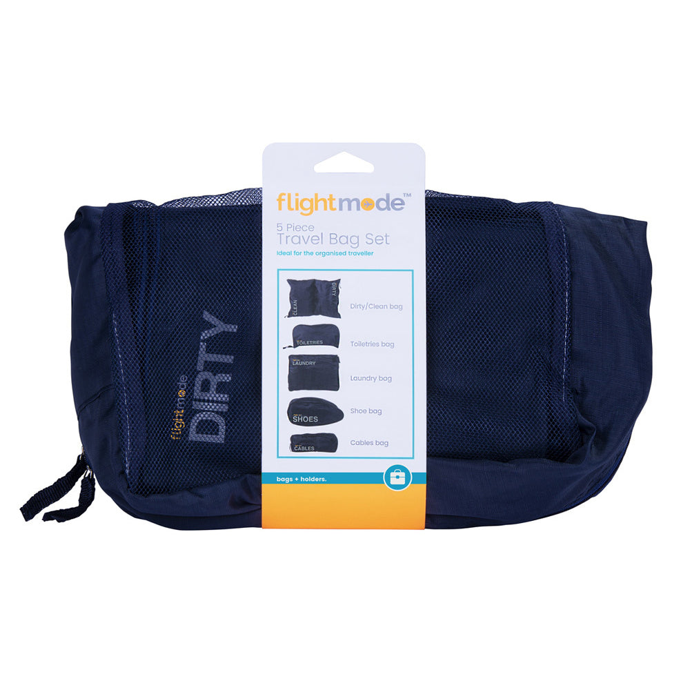 Flightmode Black Bag Set Polyester 31cm/31cm/32cm/50cm/26cm Travel Storage (5 Pieces)