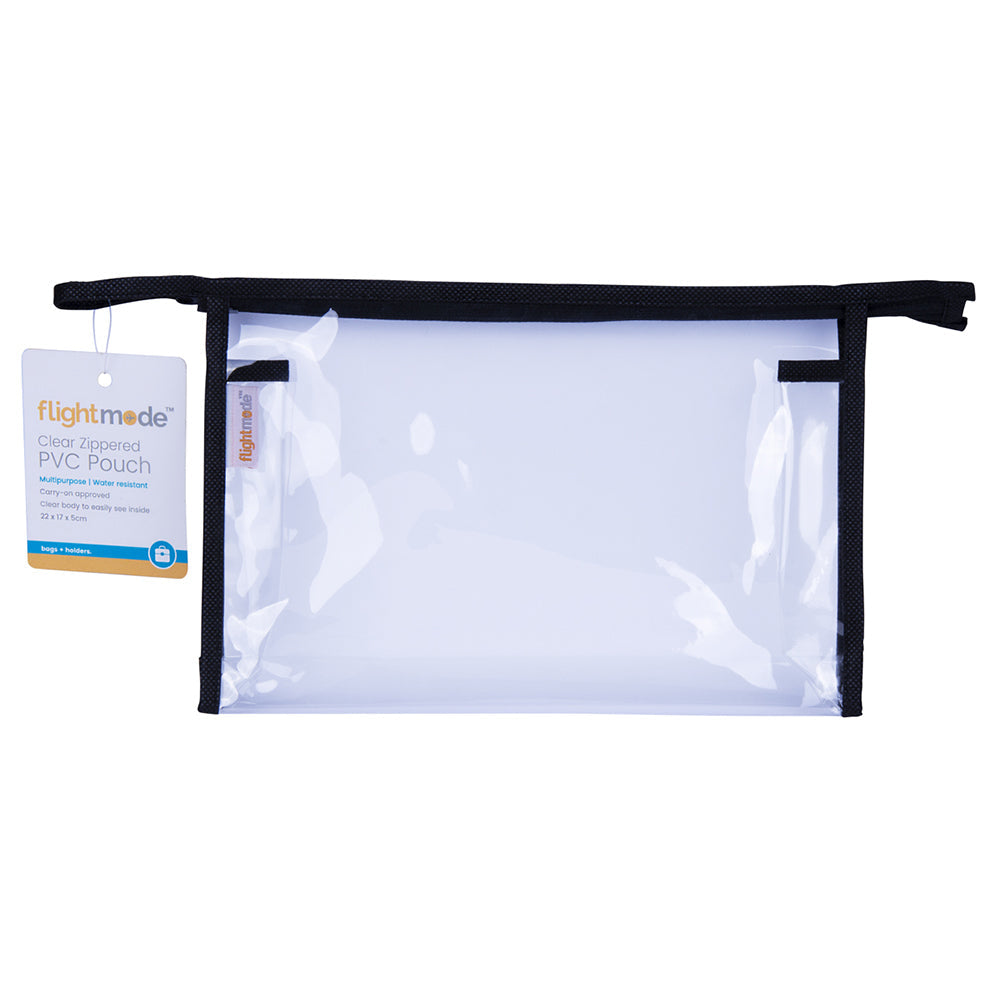 Flightmode Zippered Water Resistant PVC Carry On Approved Bag Hand Pouch Clear