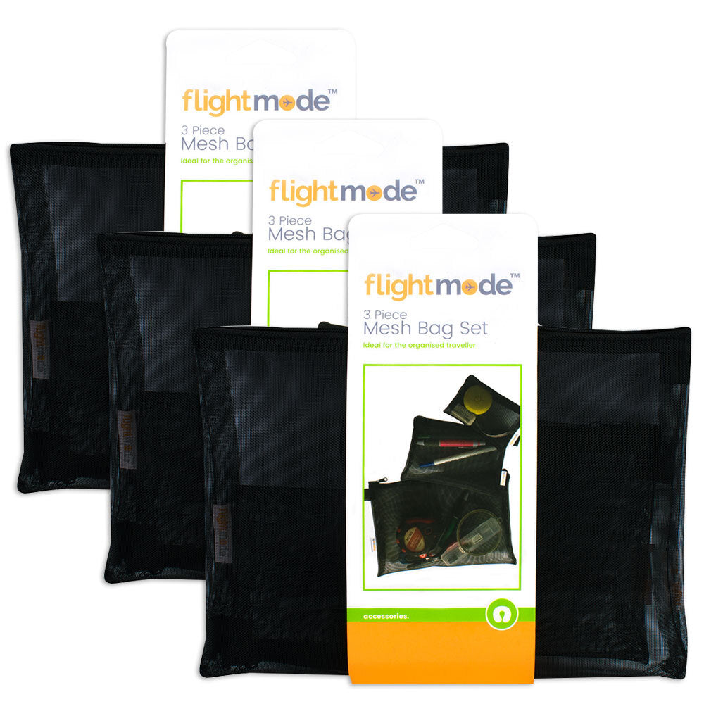 Flightmode 12.5cm/18 cm/25cm Eyelet Fabric w/ Zipper Travel Mesh Bag Set (9 Pack)