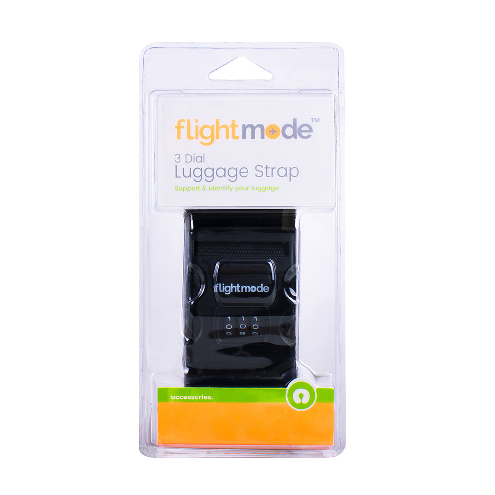Flightmode 3 Dial Woven Adjustable Lock Safe Luggage Strap - Black (3 Pack) — image 2