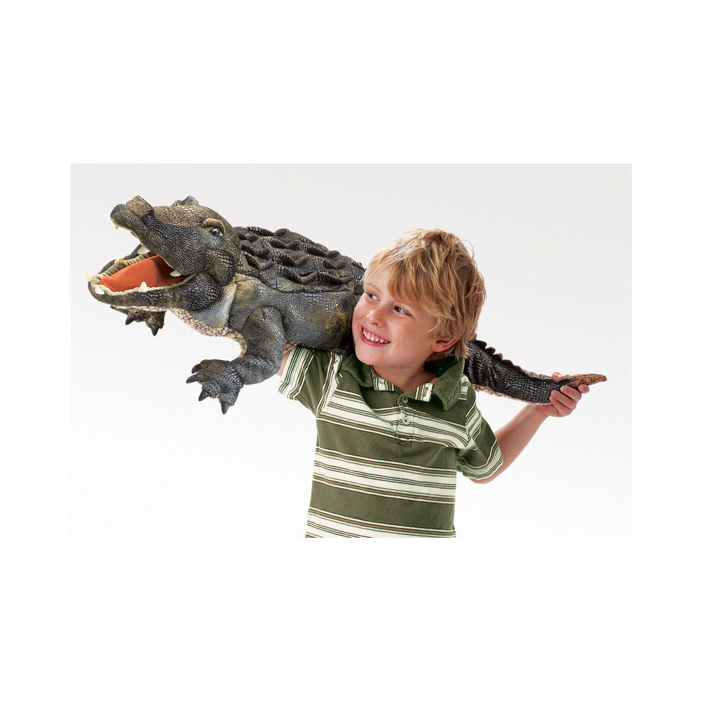 Folkmanis 3y+ Stuffed Crocodile Hand Puppet Kids Toy w/ Movable Mouth & Tail — image 4