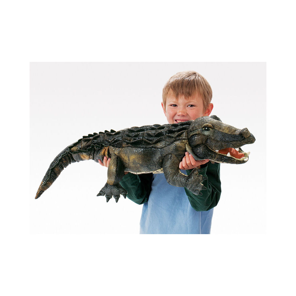 Folkmanis 3y+ Stuffed Crocodile Hand Puppet Kids Toy w/ Movable Mouth & Tail — image 5