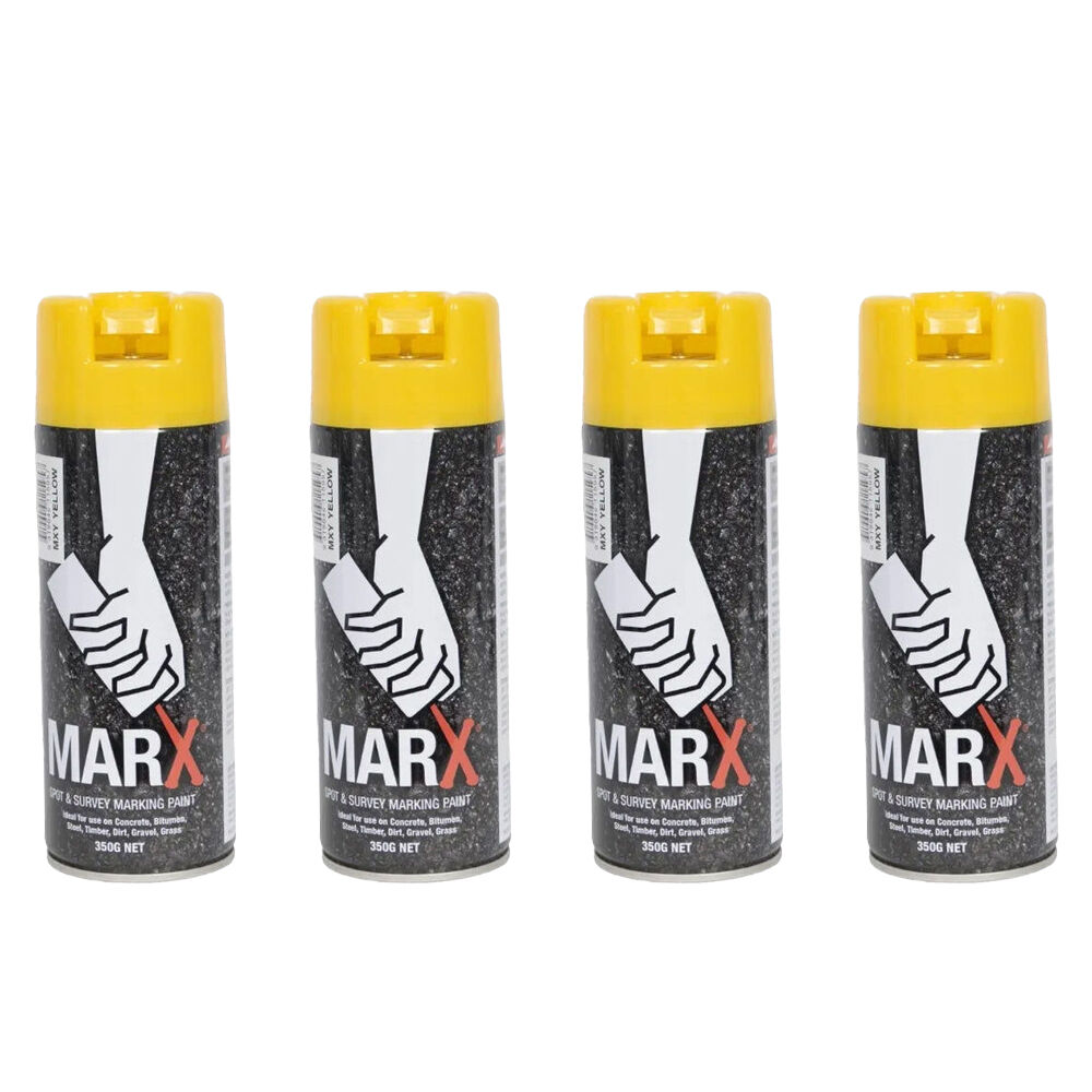 Agboss Marx Spot and Survey Construction Spray Paint Can 350g Fluro Yellow (4 Pack)