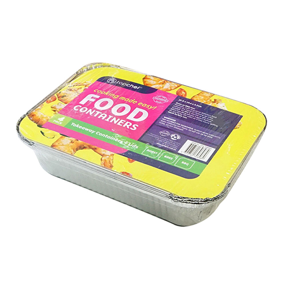 Topchef Home Kitchen Medium Disposable Aluminium Foil Container With Lid (32 Pieces) — image 2