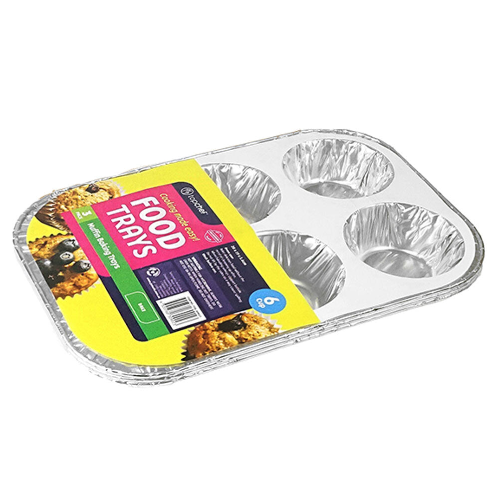 Topchef Home Kitchen 6 Muffin Disposable Aluminium Foil Baking Tray (3 Pieces)