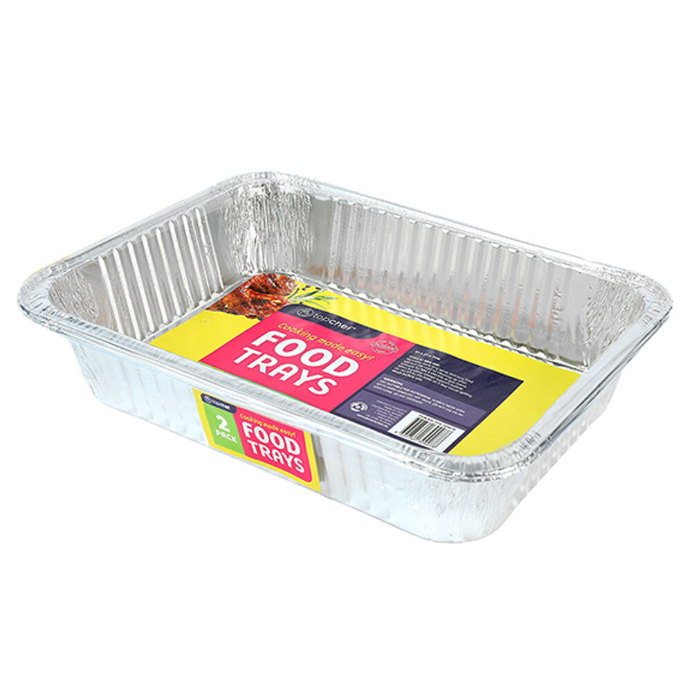 Topchef Home Kitchen Medium Rect Disposable Aluminium Foil Barbecue Tray (2 Pieces)