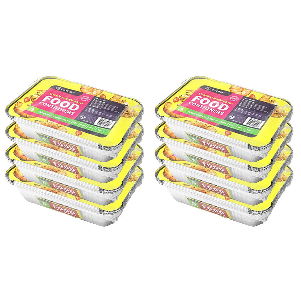Topchef Home Kitchen Extra Small Disposable Aluminium Foil Container w/Lid (48 Pieces)