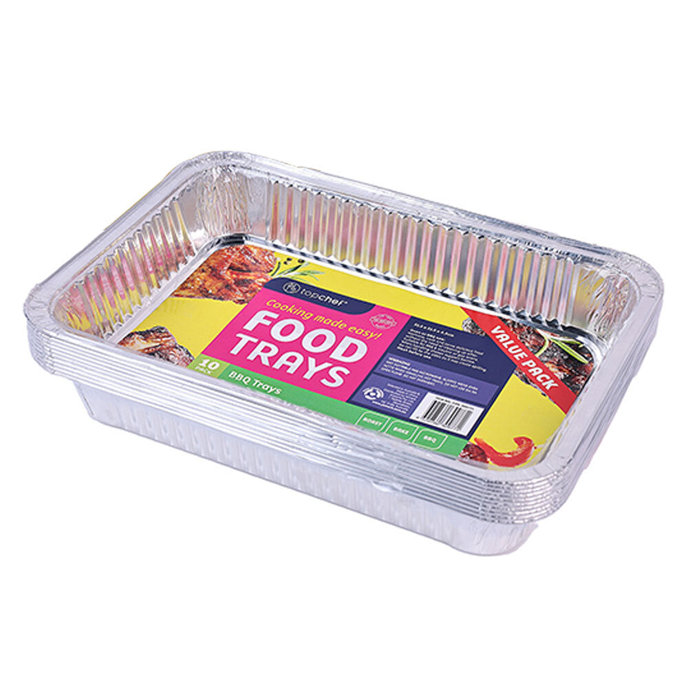 Topchef Home Kitchen Rect Disposable Aluminium Foil Barbecue Trays (10 Pieces)