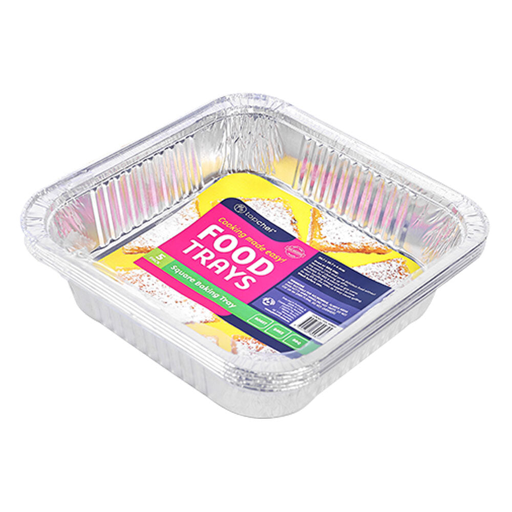 Topchef Home Kitchen Cooking Square Disposable Aluminium Foil Baking Tray (5 Pieces)
