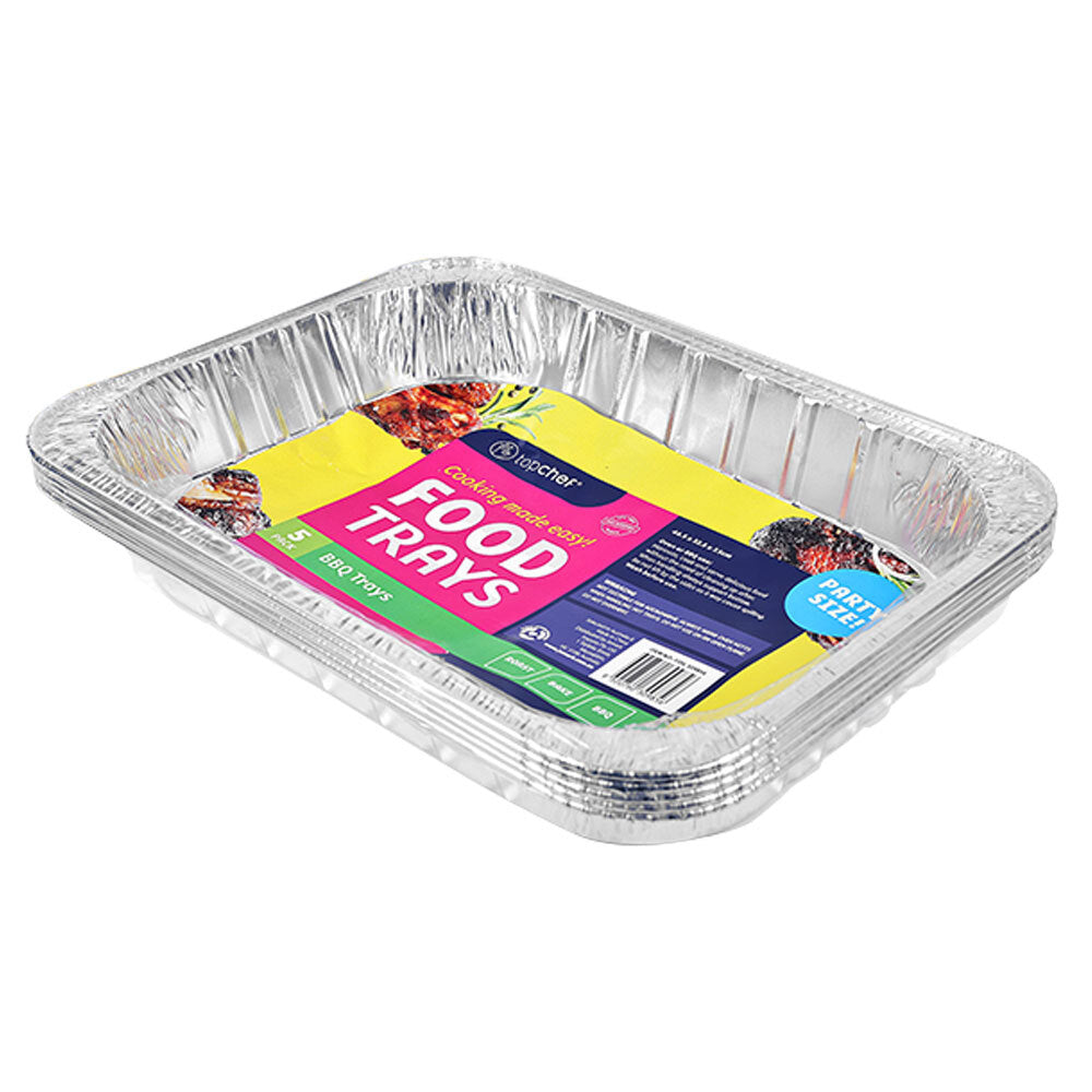 Topchef Extra Large Disposable Aluminium Foil Barbecue Trays Party Size (5 Pieces)