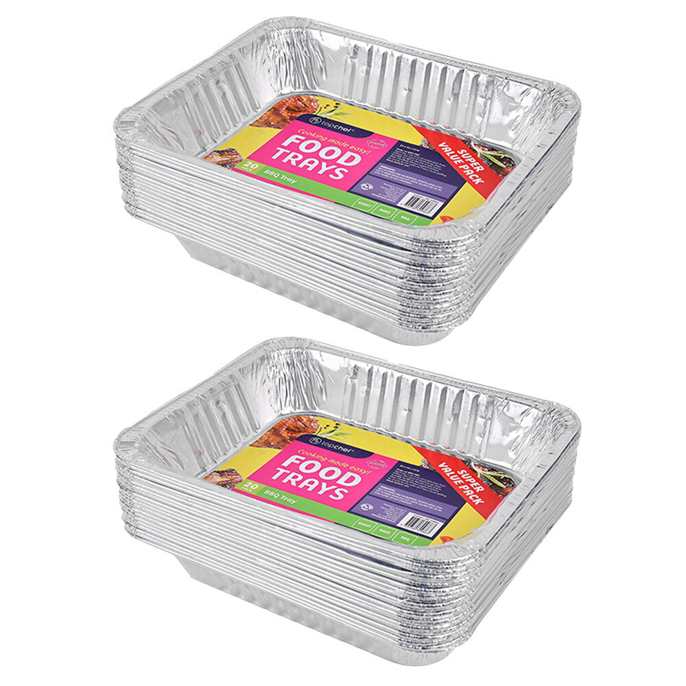 Topchef Home Kitchen Large Disposable Aluminium Foil Barbecue Tray (40 Pieces)