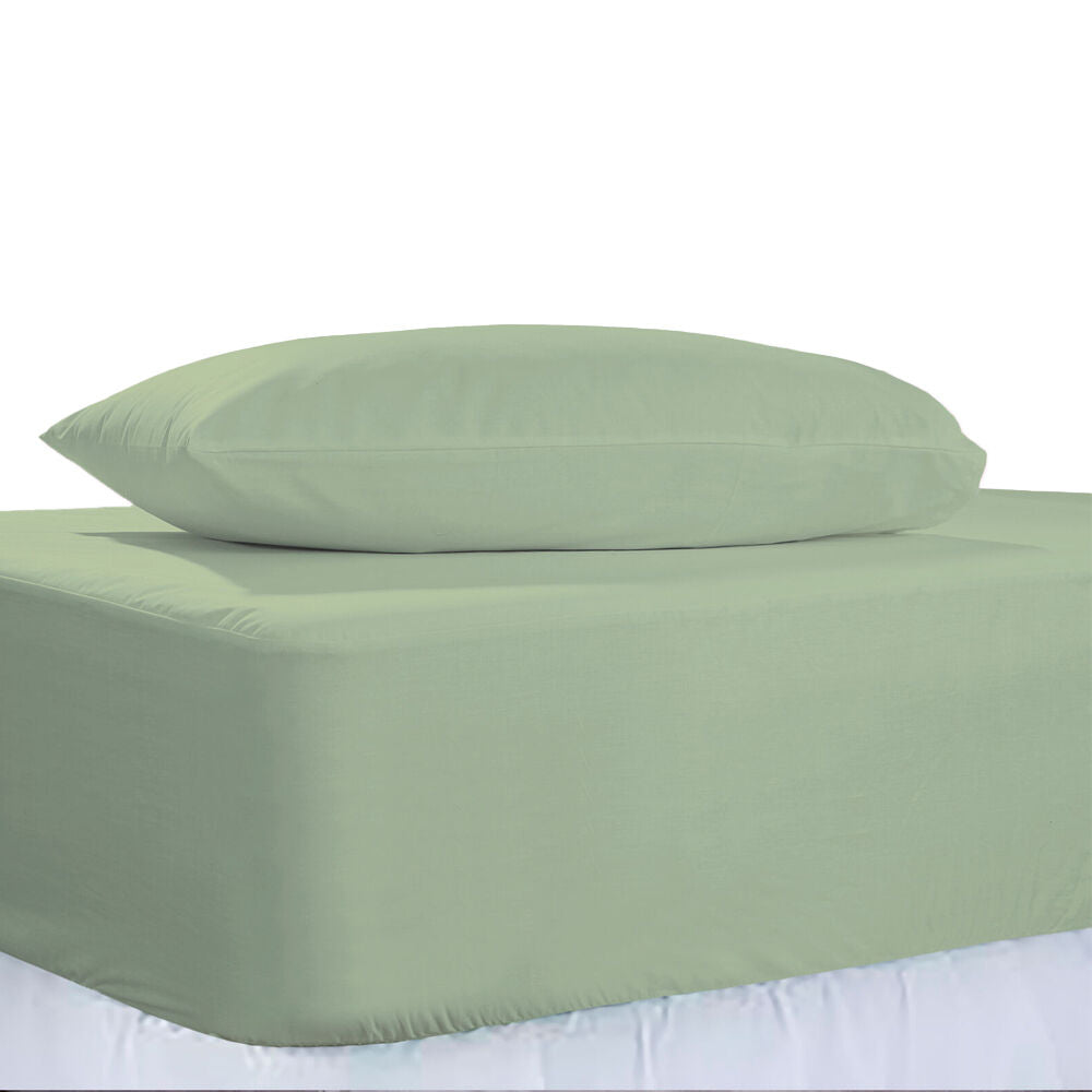 The Lighthouse Washed Cotton Combo Set Pillowcase Sage Green