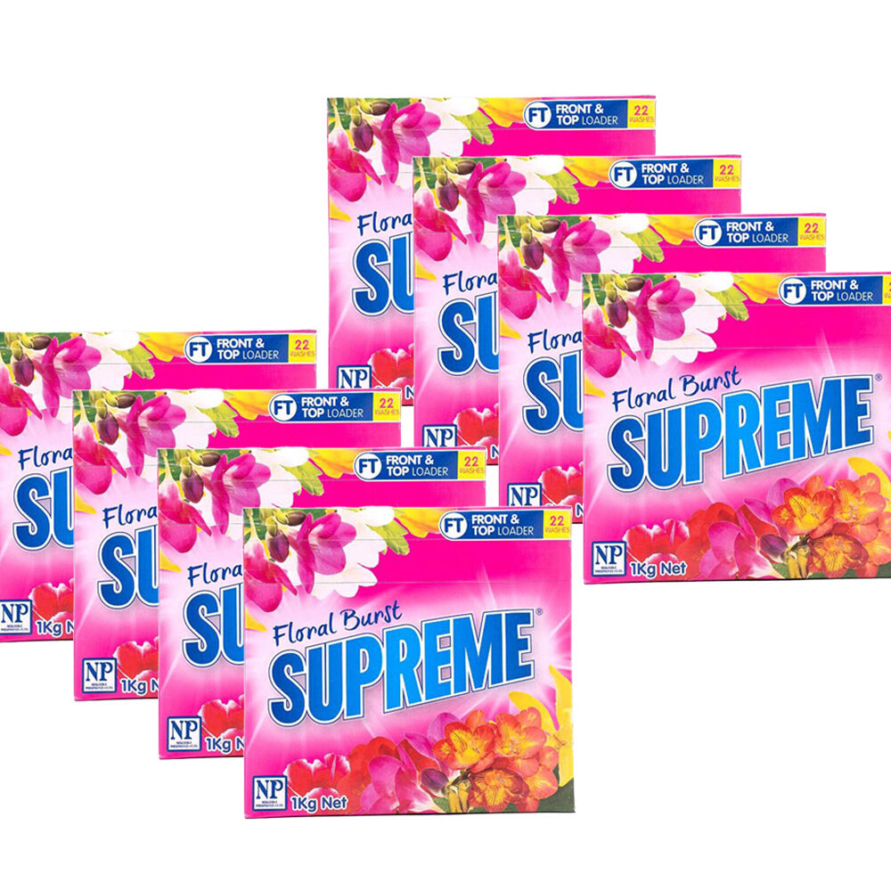 Supreme Floral Burst Laundry Washing Powder Detergent Stain Remover 1kg (8 Pack)