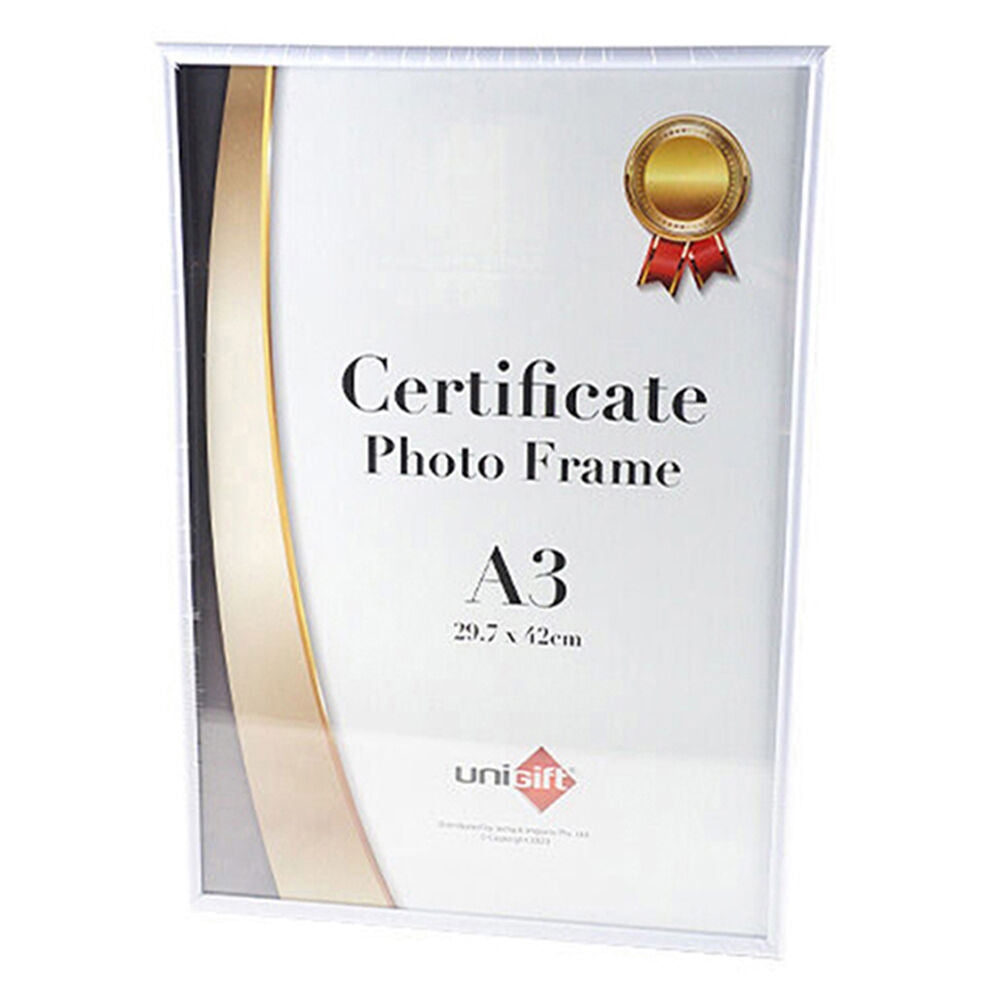 Unigift 29.7x42cm Slim Certificate Glass Picture Photo Frame A3 — White